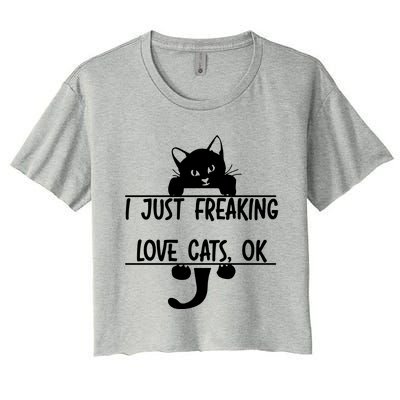 I Just Freaking Love Cats Ok Women's Crop Top Tee