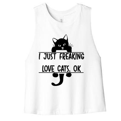 I Just Freaking Love Cats Ok Women's Racerback Cropped Tank