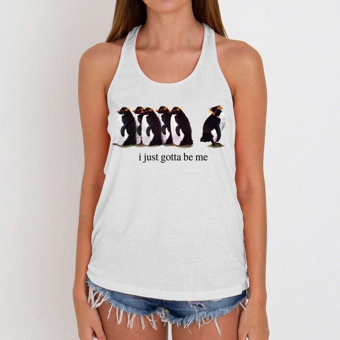 I Just Gotta Be Me Penguin Women's Knotted Racerback Tank