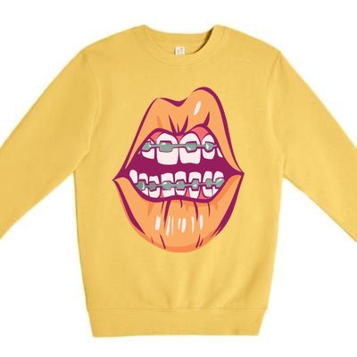 I Just Got Braces Mouth Gift Premium Crewneck Sweatshirt