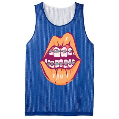 I Just Got Braces Mouth Gift Mesh Reversible Basketball Jersey Tank