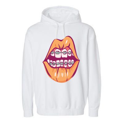 I Just Got Braces Mouth Gift Garment-Dyed Fleece Hoodie