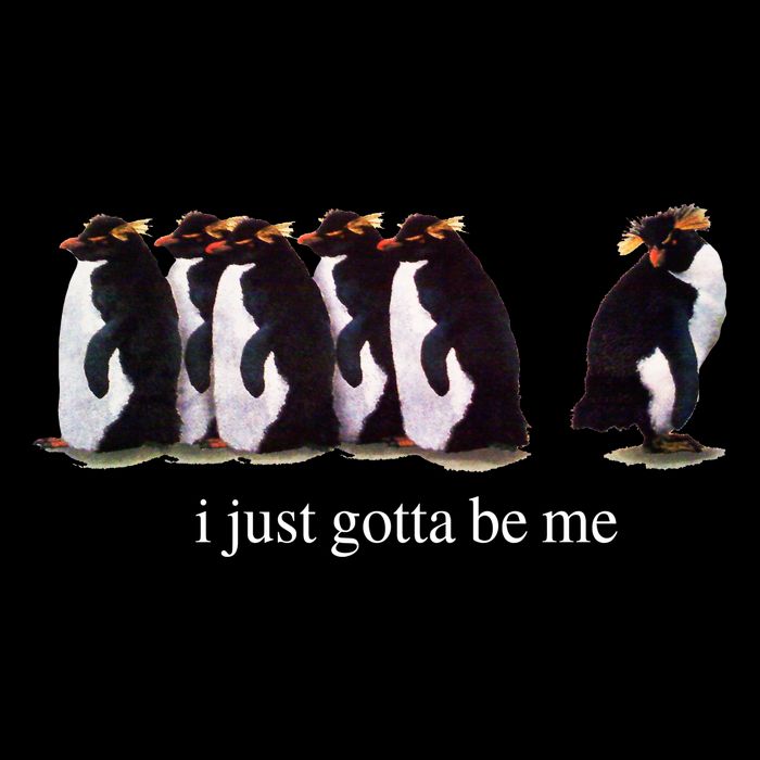 I Just Gotta Be Me Penguin Funny Tv Show Women's Knotted Racerback Tank