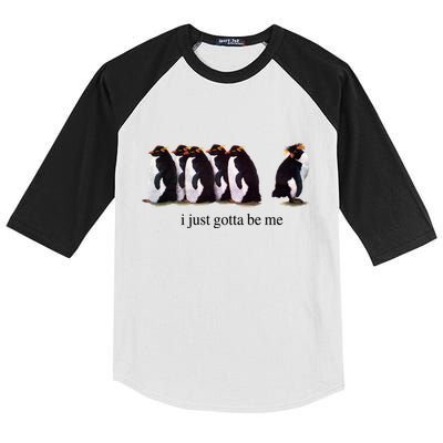 I Just Gotta Be Me Penguin Funny Tv Show Kids Colorblock Raglan Jersey