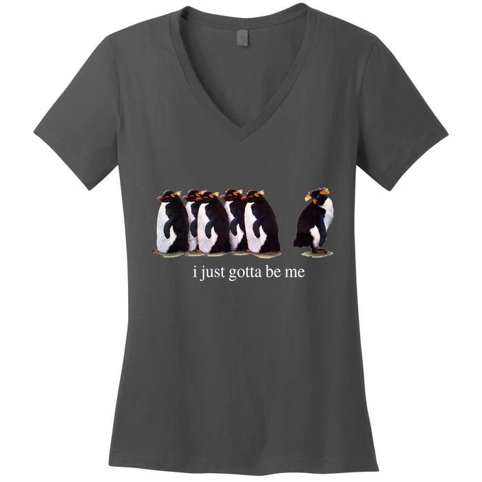 I Just Gotta Be Me Penguin Funny Tv Show Women's V-Neck T-Shirt