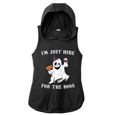 IM Just Here For The Boos Funny Halloween Ghost Wine Ladies PosiCharge Tri-Blend Wicking Draft Hoodie Tank