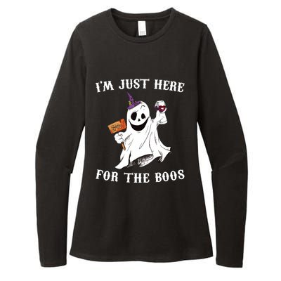 IM Just Here For The Boos Funny Halloween Ghost Wine Womens CVC Long Sleeve Shirt