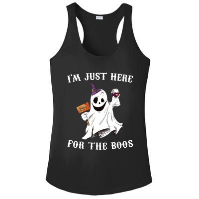 IM Just Here For The Boos Funny Halloween Ghost Wine Ladies PosiCharge Competitor Racerback Tank