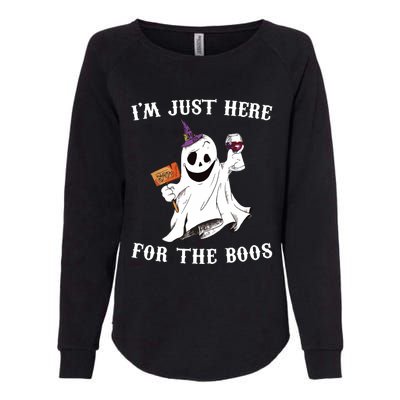 IM Just Here For The Boos Funny Halloween Ghost Wine Womens California Wash Sweatshirt