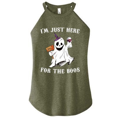 IM Just Here For The Boos Funny Halloween Ghost Wine Women's Perfect Tri Rocker Tank