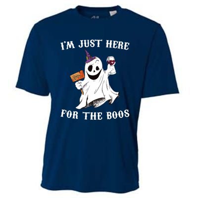 IM Just Here For The Boos Funny Halloween Ghost Wine Cooling Performance Crew T-Shirt