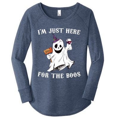 IM Just Here For The Boos Funny Halloween Ghost Wine Women's Perfect Tri Tunic Long Sleeve Shirt