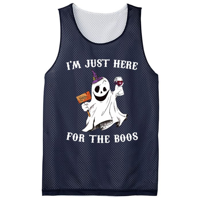 IM Just Here For The Boos Funny Halloween Ghost Wine Mesh Reversible Basketball Jersey Tank