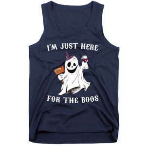 IM Just Here For The Boos Funny Halloween Ghost Wine Tank Top