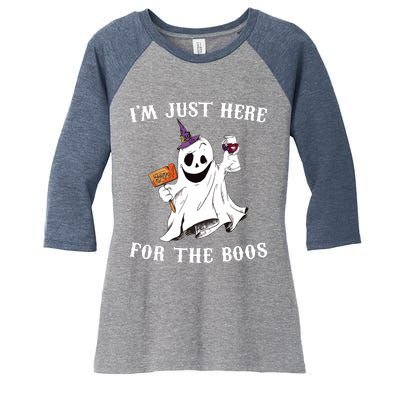 IM Just Here For The Boos Funny Halloween Ghost Wine Women's Tri-Blend 3/4-Sleeve Raglan Shirt