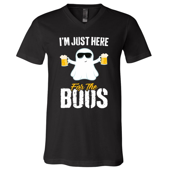 IM Just Here For The Boos Beer Funny Halloween V-Neck T-Shirt