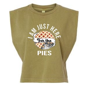 Im Just Here For The Pie Funny Thanksgiving Gift Garment-Dyed Women's Muscle Tee