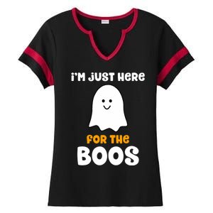 IM Just Here For The Boos Funny Halloween Drinking Ladies Halftime Notch Neck Tee