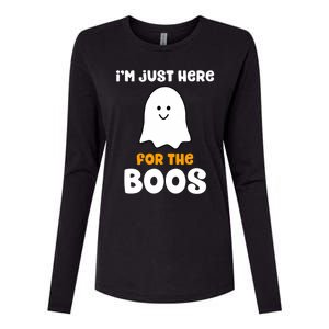 IM Just Here For The Boos Funny Halloween Drinking Womens Cotton Relaxed Long Sleeve T-Shirt