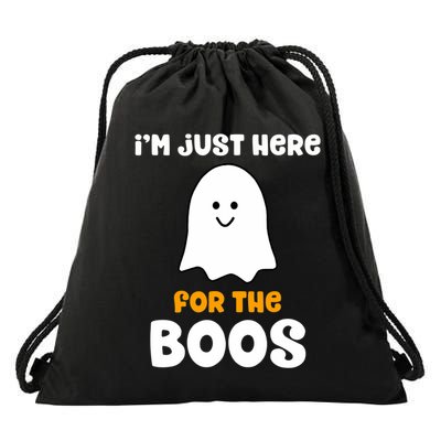 IM Just Here For The Boos Funny Halloween Drinking Drawstring Bag