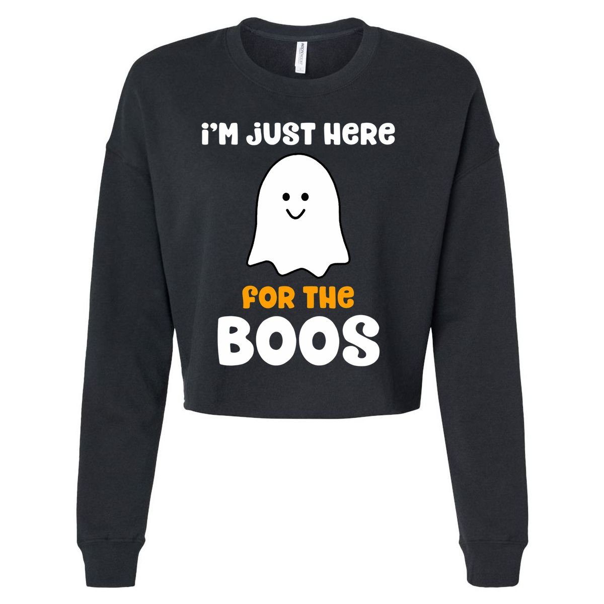 IM Just Here For The Boos Funny Halloween Drinking Cropped Pullover Crew