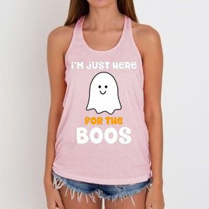 IM Just Here For The Boos Funny Halloween Drinking Women's Knotted Racerback Tank