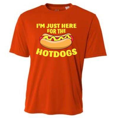 I'm Just Here For The Hotdogs Funny Hot Dog Gift Cooling Performance Crew T-Shirt