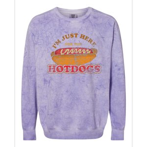 Im Just Here For The Hot Dogs Foodie Weiner Colorblast Crewneck Sweatshirt