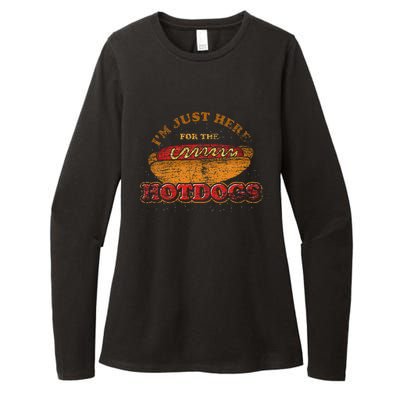 Im Just Here For The Hot Dogs Foodie Weiner Womens CVC Long Sleeve Shirt