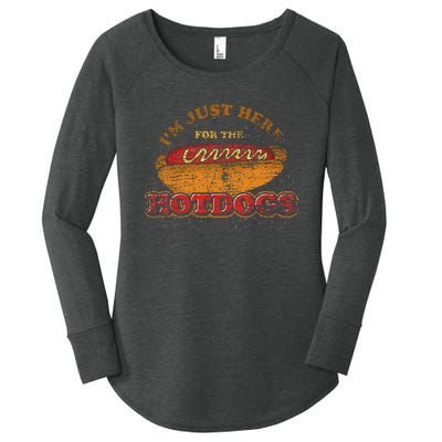 Im Just Here For The Hot Dogs Foodie Weiner Women's Perfect Tri Tunic Long Sleeve Shirt