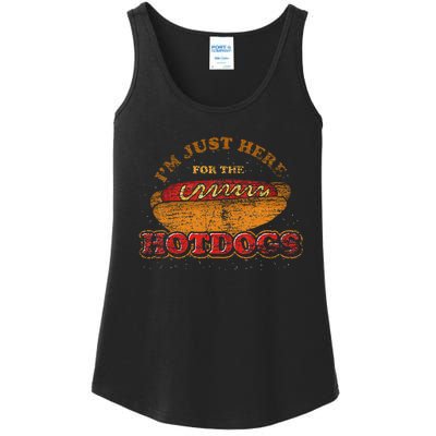 Im Just Here For The Hot Dogs Foodie Weiner Ladies Essential Tank