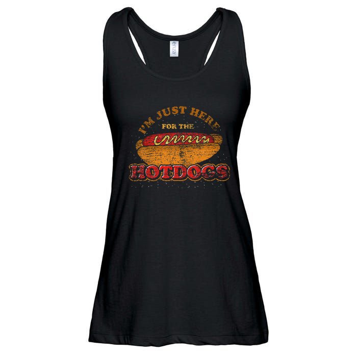 Im Just Here For The Hot Dogs Foodie Weiner Ladies Essential Flowy Tank