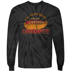 Im Just Here For The Hot Dogs Foodie Weiner Tie-Dye Long Sleeve Shirt