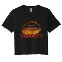 Im Just Here For The Hot Dogs Foodie Weiner Women's Crop Top Tee