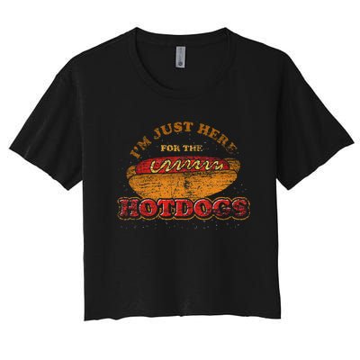 Im Just Here For The Hot Dogs Foodie Weiner Women's Crop Top Tee