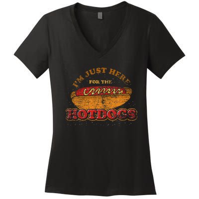 Im Just Here For The Hot Dogs Foodie Weiner Women's V-Neck T-Shirt