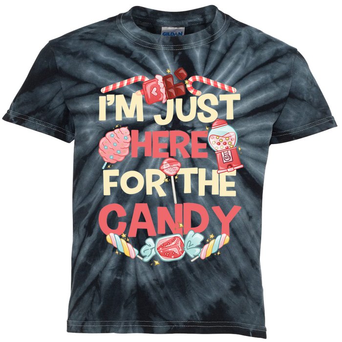 IM Just Here For The Candy Funny Halloween Kids Tie-Dye T-Shirt