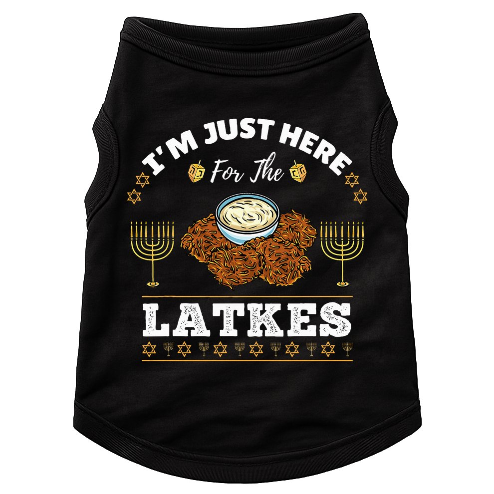 Im Just Here For The Latkes Chanukah Hanukkah  Doggie Tank
