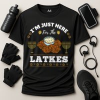 Im Just Here For The Latkes Chanukah Hanukkah  Cooling Performance Crew T-Shirt