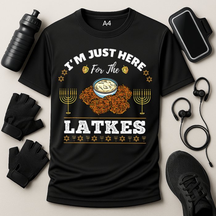 Im Just Here For The Latkes Chanukah Hanukkah  Cooling Performance Crew T-Shirt