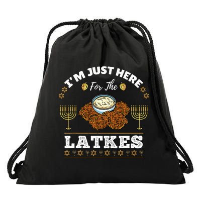 Im Just Here For The Latkes Chanukah Hanukkah  Drawstring Bag