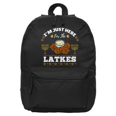 Im Just Here For The Latkes Chanukah Hanukkah  16 in Basic Backpack