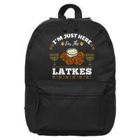 Im Just Here For The Latkes Chanukah Hanukkah  16 in Basic Backpack