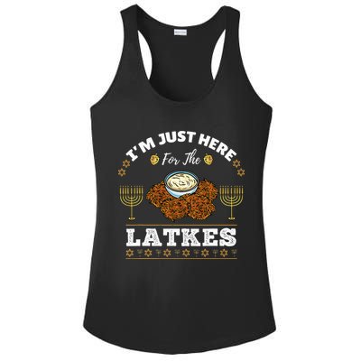 Im Just Here For The Latkes Chanukah Hanukkah  Ladies PosiCharge Competitor Racerback Tank