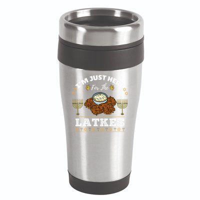 Im Just Here For The Latkes Chanukah Hanukkah  16oz Travel Tumbler