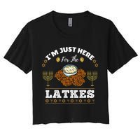 Im Just Here For The Latkes Chanukah Hanukkah  Women's Crop Top Tee