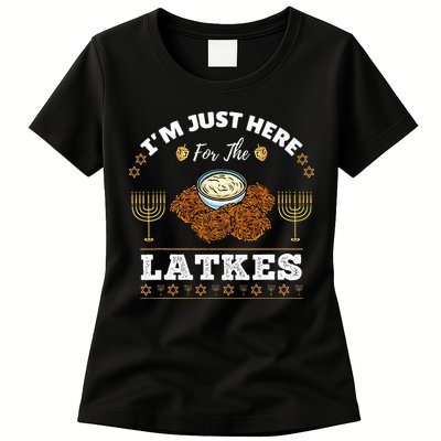 Im Just Here For The Latkes Chanukah Hanukkah  Womens T-Shirt