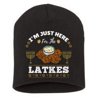 Im Just Here For The Latkes Chanukah Hanukkah  Short Acrylic Beanie