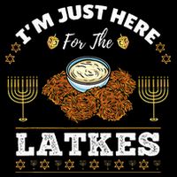 Im Just Here For The Latkes Chanukah Hanukkah  Short Acrylic Beanie