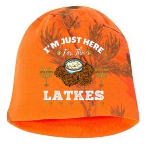 Im Just Here For The Latkes Chanukah Hanukkah  Kati - Camo Knit Beanie